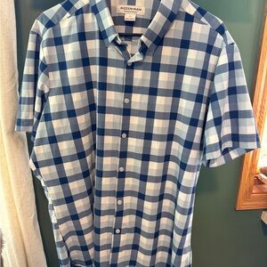 Mizzen+Main Navy and White Plaid Casual Shirt